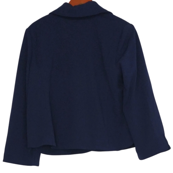 New Dennis Basso Luxury Crepe Navy Bracelet Jacket Size 18W - Picture 5 of 14